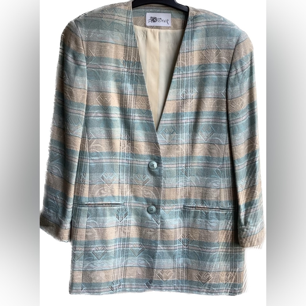 EUC vintage jacquard boyfriend suit jacket